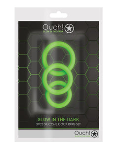 Glow In The Dark Cock Ring Trio - Ouch 3-teiliges Set