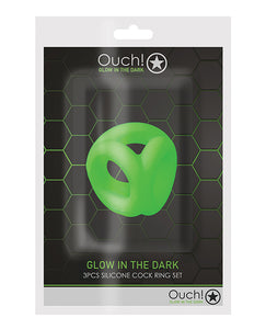 Shots Ouch Cock Ring & Ball Strap - Glow In The Dark