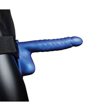 Load image into Gallery viewer, Shots Ouch 8&quot; Ribbed Hollow Strap On W-balls - Metallic Blue

