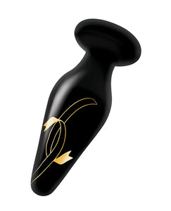 Secret Kisses 4.5" Handblown Wide Glass Plug - Black-gold