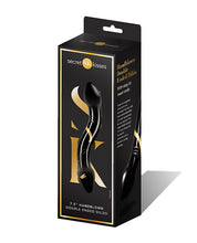 Load image into Gallery viewer, Secret Kisses 7.5&quot; Handblown Double Ended Dildo - Black-gold
