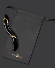 Load image into Gallery viewer, Secret Kisses 7.5&quot; Handblown Double Ended Dildo - Black-gold

