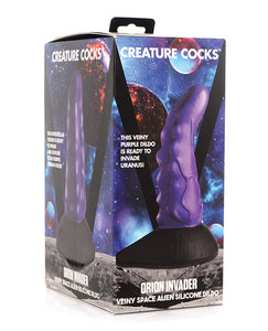 Creature Cocks Orion Invader Veiny Space Alien Silicone Dildo - Purple-black