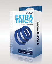 Load image into Gallery viewer, Zolo Extra Thick Silicone Cock Rings - Blue Pack Of 3
